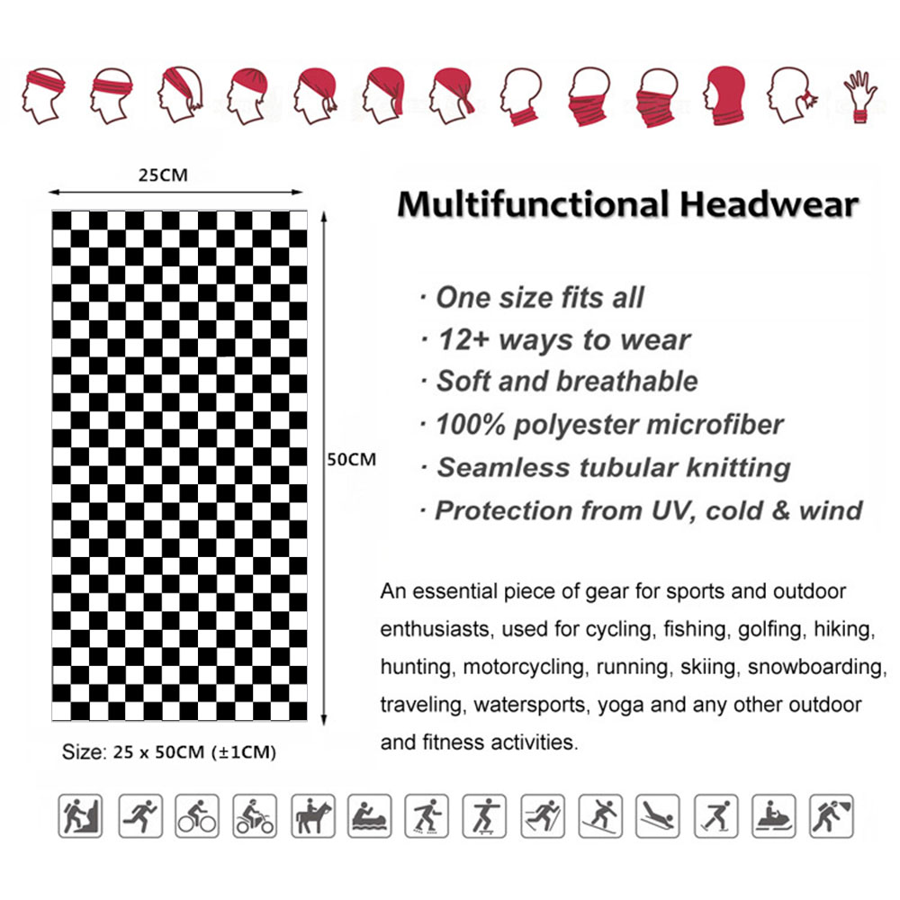Xadrez ska impresso bandana pe - Cycling Gear Man avaliação e preço